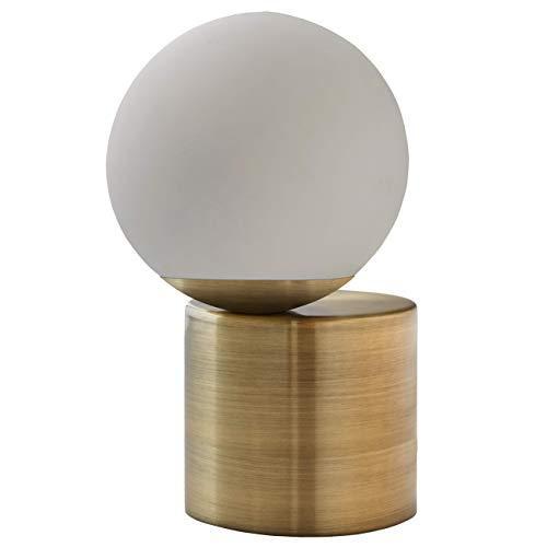 リベットガラスボールメタルテーブルランプ電球10.5?&quot; H真鍮仕上げホワイト