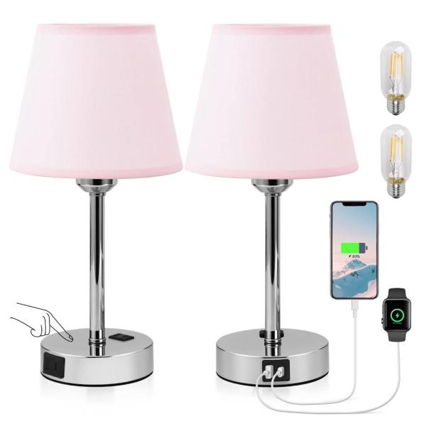 focondot タッチテーブルランプ 電球2個セット 実用的なベッドサイドランプ USB A+Cポ...