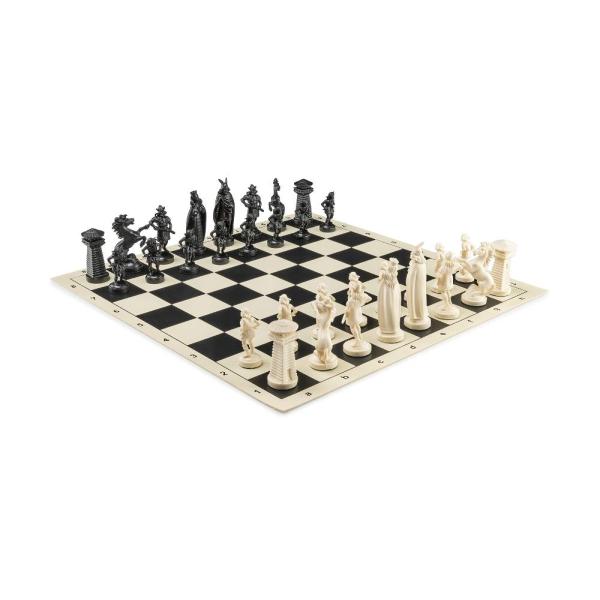 バイキングチェスセット - チェスボード B/W - サイズ 17.3インチ + ローマンチェスピー...