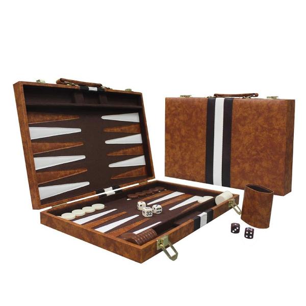 Sun Flair Backgammon Set Leatherette 15 inch, Fold...