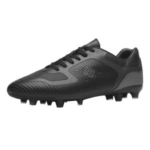 DREAM PAIRS Mens Firm Ground Soccer Cleats Soccer Shoes, Black/Grey - 12 (S