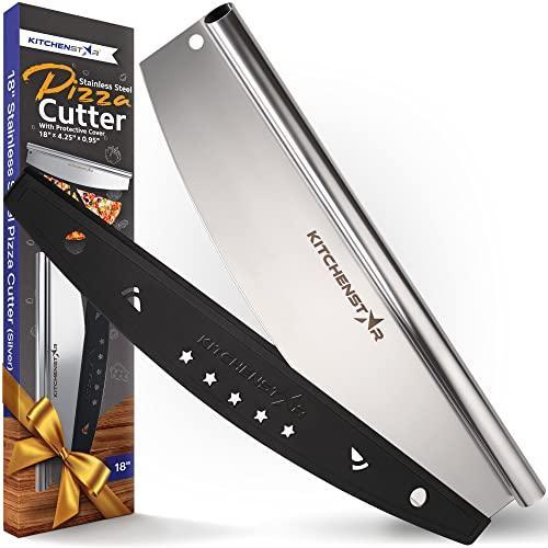 KitchenStar ピザカッター 18インチ シャープなステンレススチール製スライサーナイフ ロ...