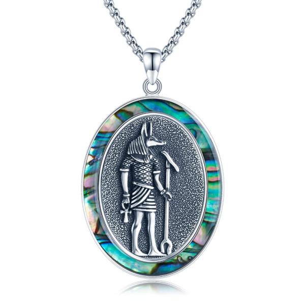 Twoowl Egyptian Anubis Necklace 925 Sterling Silve...