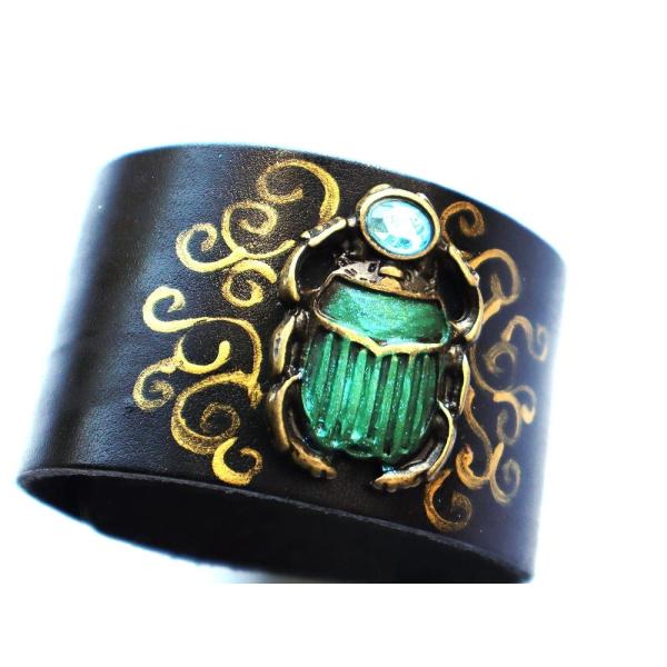 Hand Accented Good Luck Mystical Egyptian Scarab B...