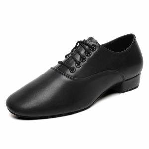 Men's Ballroom Dance Shoes Black Leather Sole Tango Salsa Latin Character S