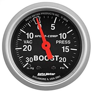 Auto Meter 3301 Sport-Comp 機械式昇圧/真空ゲージ 2.35インチ