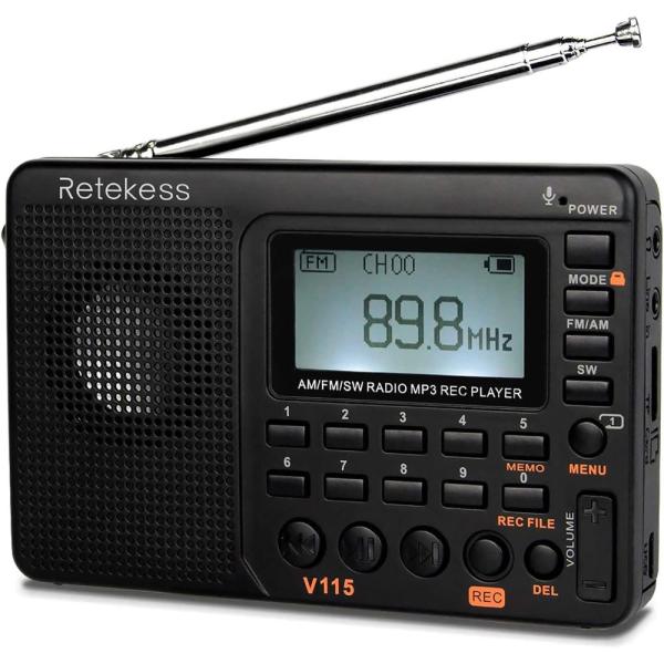 Retekess V115 デジタルAM FMラジオ ポータブル 充電式ラジオデジタルチューナー 9...