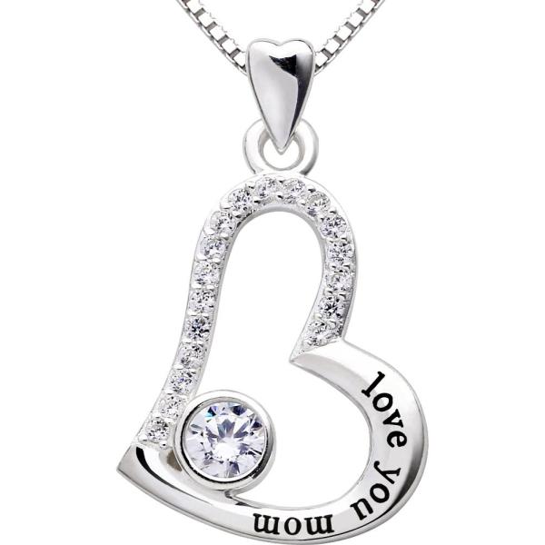 ALOV Jewelry Sterling Silver &quot;love you mom&quot; Love H...