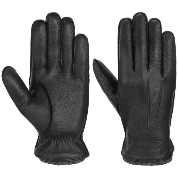 Stetson Deer Cashmere Leather Gloves Men black 10