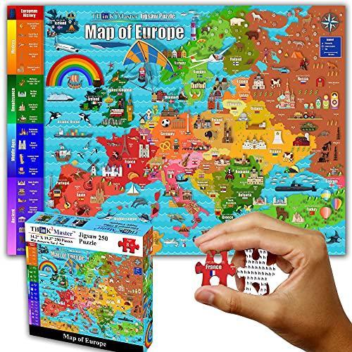 Think2Master Colorful Map of Europe 250 Pieces Jig...