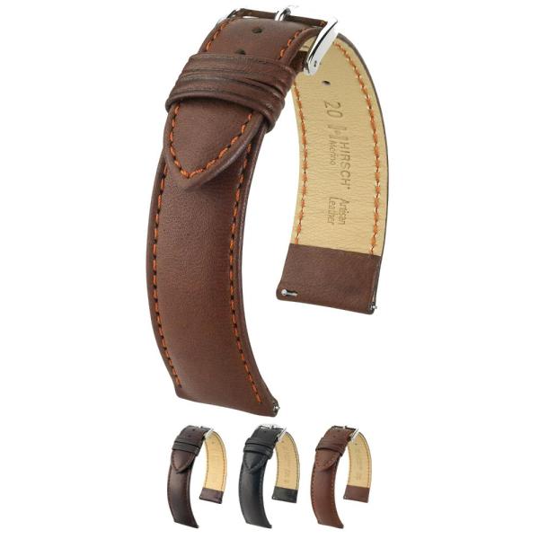 Hirsch Merino Leather Watch Strap - Golden Brown -...