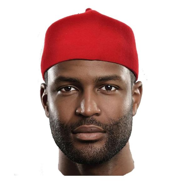 Red Wool Felt Igbo Cap African Fez Kufi Hat