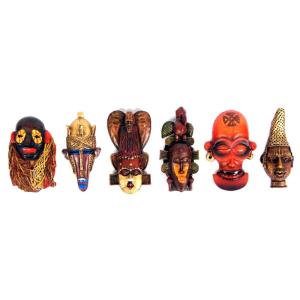 Star Int&apos;l Hand Painted Poly Stone African Mask Ar...