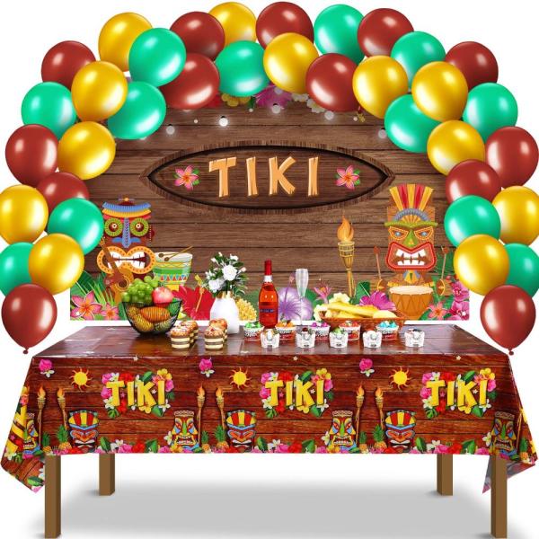 63 Pcs Tiki Party Supplies Sets Tiki Luau Party De...