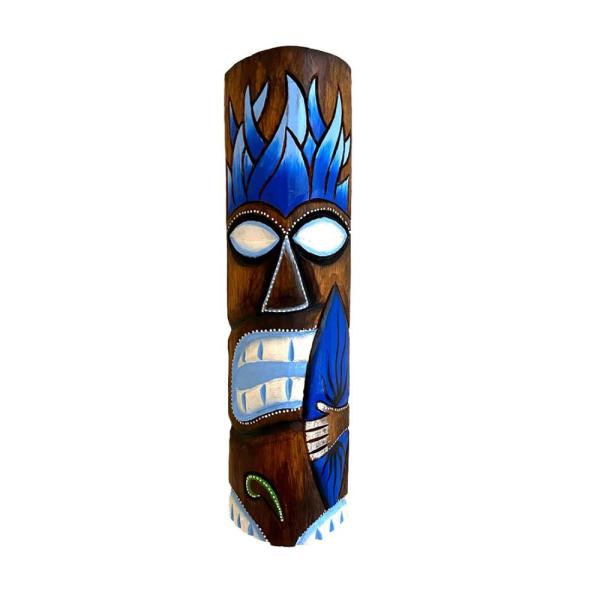 OMA Wooden Hand Carved Tiki Mask With Vibrant Colo...
