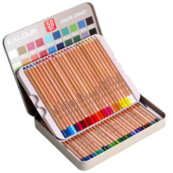 KALOUR プロパステルチョーク色鉛筆 50色セット カラーチャコール鉛筆 描画 スケッチ カラー...