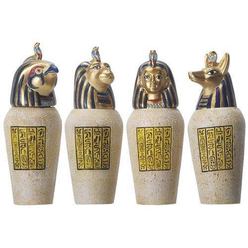 Egyptian Canopic Jar Set of 4 Pieces 3.5H Jackal F...