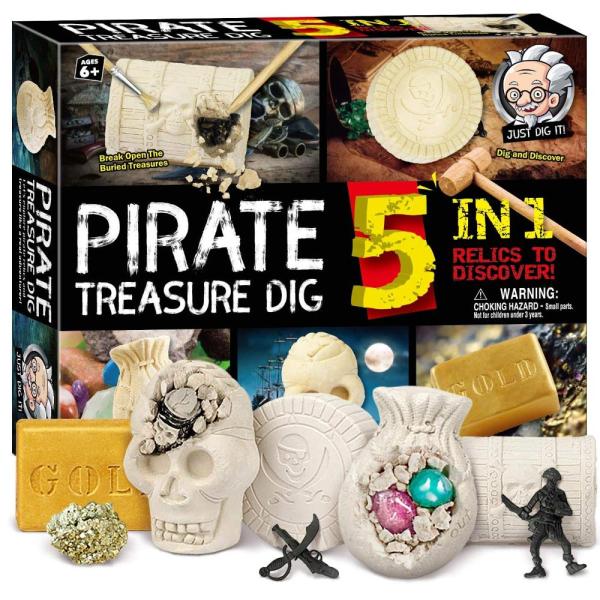 XXTOYS 海賊宝石 掘り出しキット 5つのレンガに分解 宝物発掘キット 海賊のおもちゃ 宝石掘り...