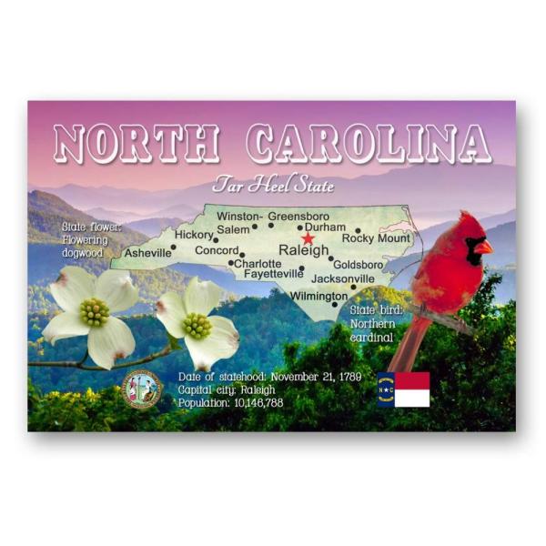 NORTH CAROLINA MAPポストカード20枚セット 同一のポストカード NC州地図ポストカ...