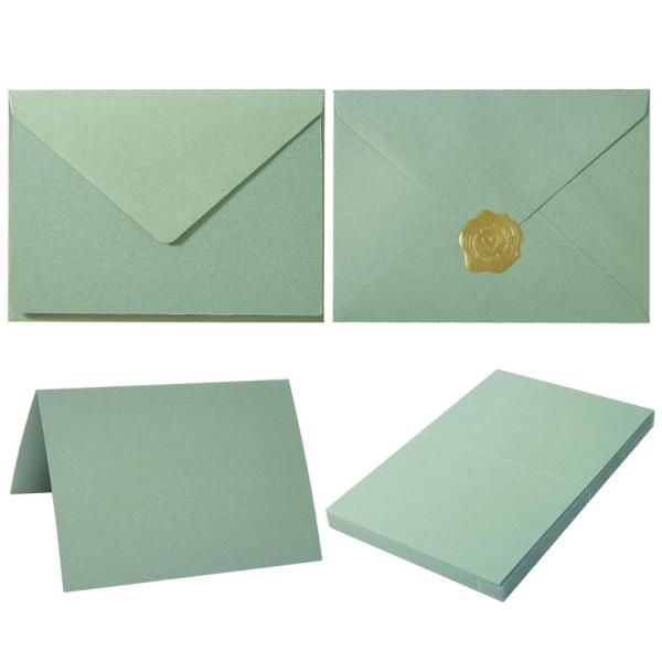 50 Pack Sage Green A7 Envelopes with Cards 5x7 Thi...