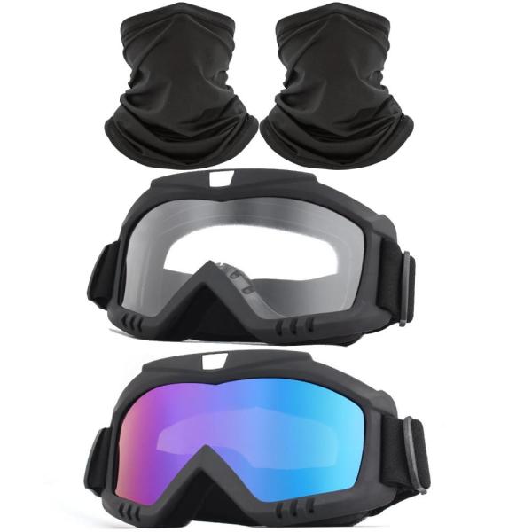 immoono 2 Pack Dirt Bike Goggles with Neck Gaiter,...