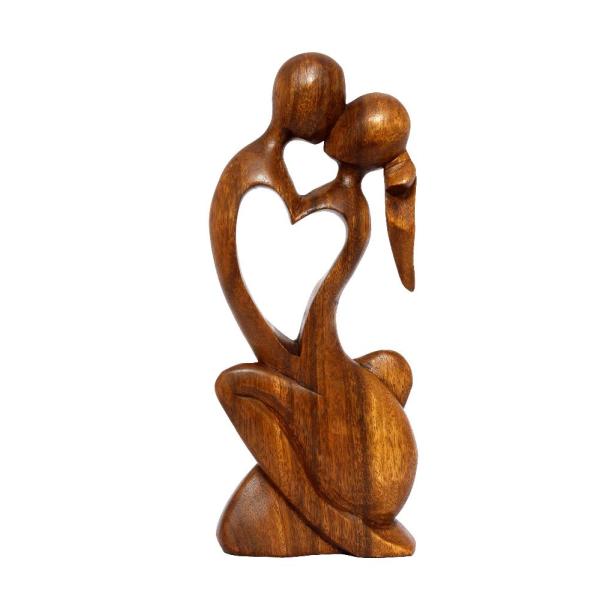 12&quot; Wooden Abstract Sculpture Statue Hand Carved&quot;E...