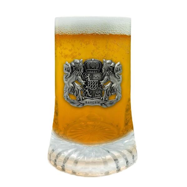 Beer Glass German Bayern Metal Medallion Bar Gifts...