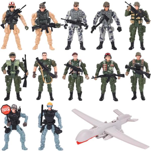 MCPINKY 13PCS Army Men Toy Set, Military Action Fi...