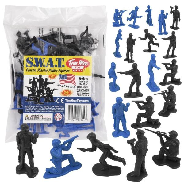 Tim Mee Toy SWAT プラスチック アーミーメン - 24個の黒と青の警察フィギュア 米...