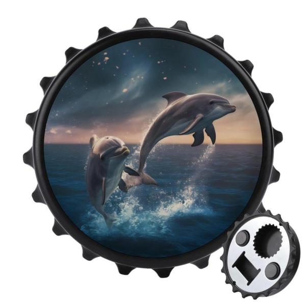 Dolphins Jump Fridge Sticker with Bottle Opener Fu...
