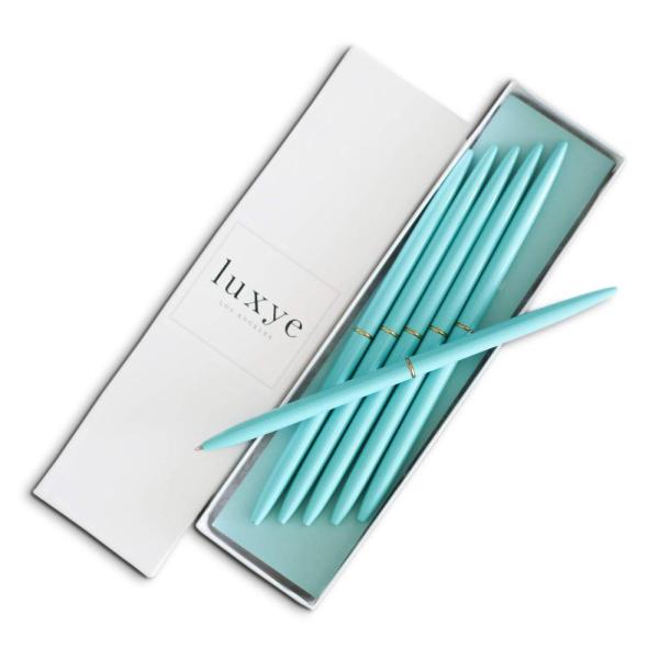 Turquoise Gold Pens with Black Ink | Luxury Ballpo...