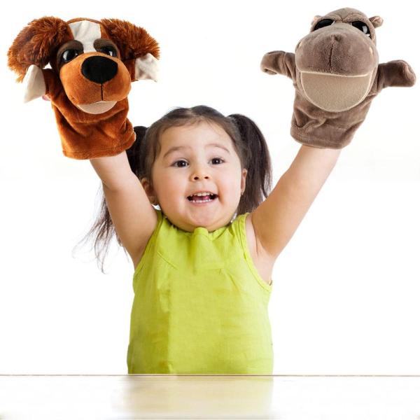 Qilay (2Pack) Animal Hand Puppets with Open Movabl...