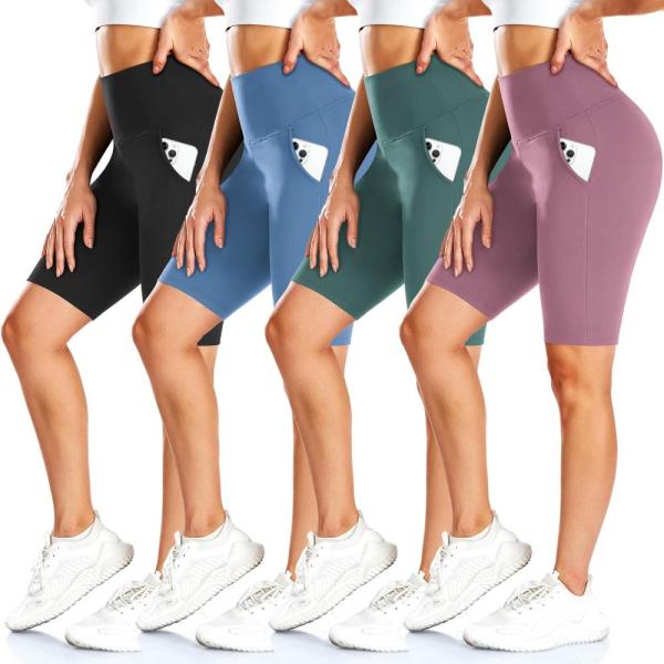 FULLSOFT 4 Pack Biker Shorts for Women ? 8&quot; High W...