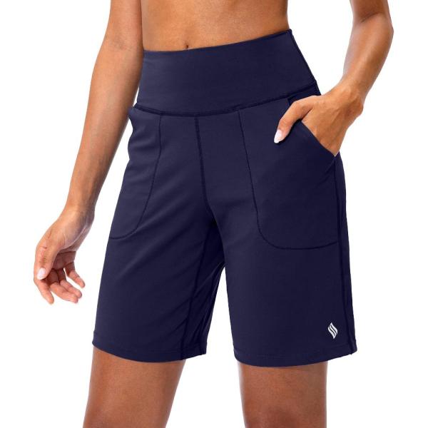 SANTINY Bermuda Shorts for Women with Zipper Pocke...
