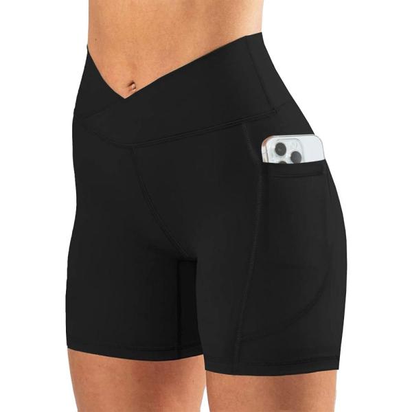 TOPYOGAS Women&apos;s Crossover High Waist 5&quot; Biker Sho...