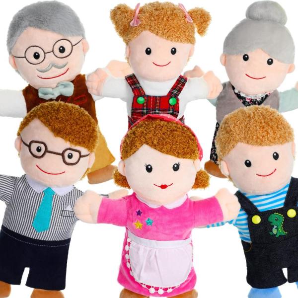 6 Pieces Hand Puppet Set 11.8 Inch Family Members ...