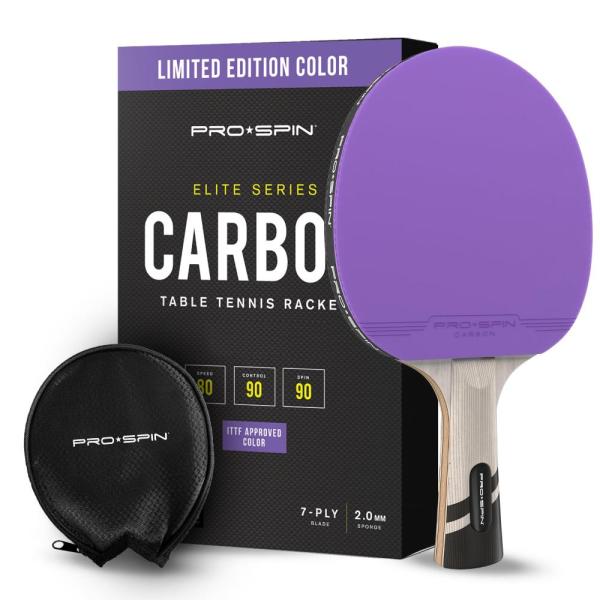 PRO-SPIN カーボンピンポンパドル 卓球ラケット バイオレット 限定カラー シェイクハンドグリ...