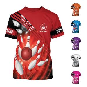 LASFOUR Custom 3D Bowling Shirts for Men Funny, Bowling Shirts Unisex with