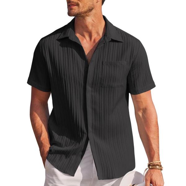 COOFANDY Linen Shirts for Men Hawaiian Short Sleev...