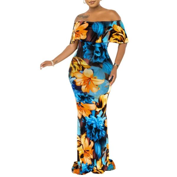 Women's Off Shoulder Maxi Dress Sexy Hawaiian Flor...