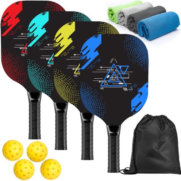 AOPOUL Pickleball Paddles, Pickleball Set with 4 P...