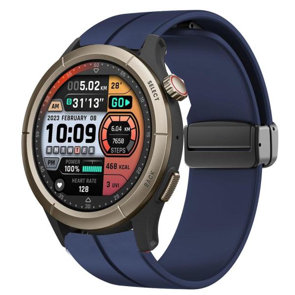 Lamshaw Amazfit Cheetah Proバンド クイックリリースソフトシリコン磁気バッ...