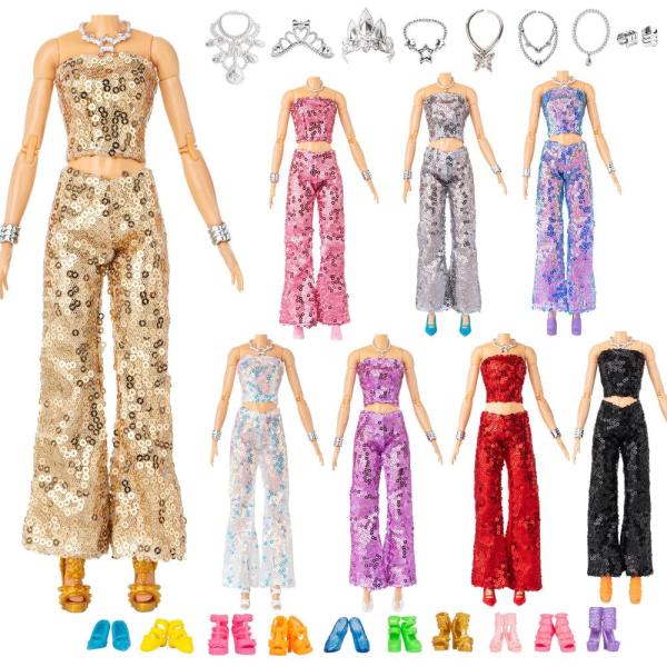 Keysse Doll Clothes and Accessories - 8 Sparkly Gl...