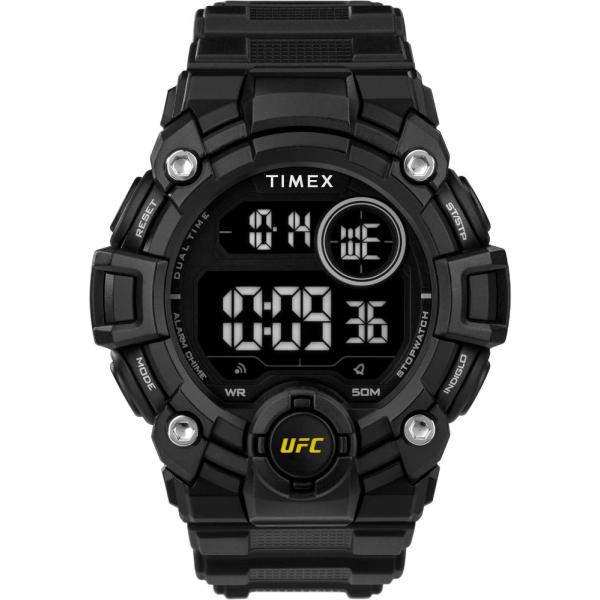 Timex UFC メンズ リマッチ 50mm 腕時計, ブラック/シルバートーン