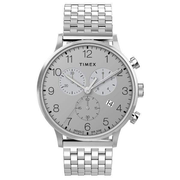 Timex Waterbury クラシック クロノグラフ 40mm 腕時計, シルバートーン, クロ...