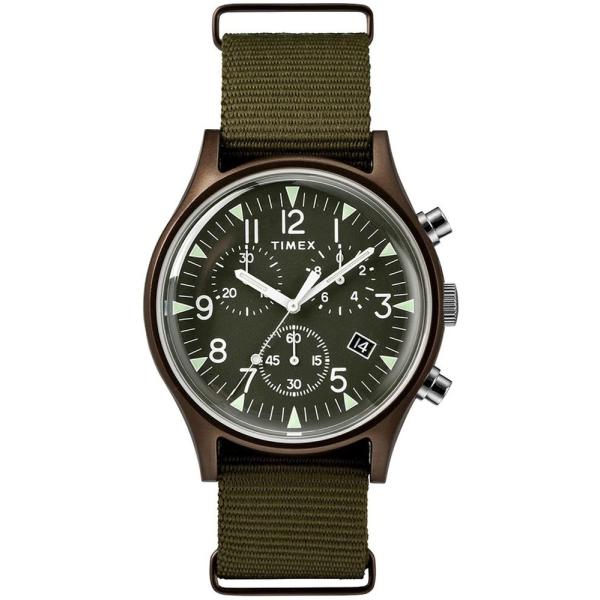 Timex メンズ クロノグラフ 腕時計 MK1 ファブリックストラップ付き, グリーン, ストラッ...