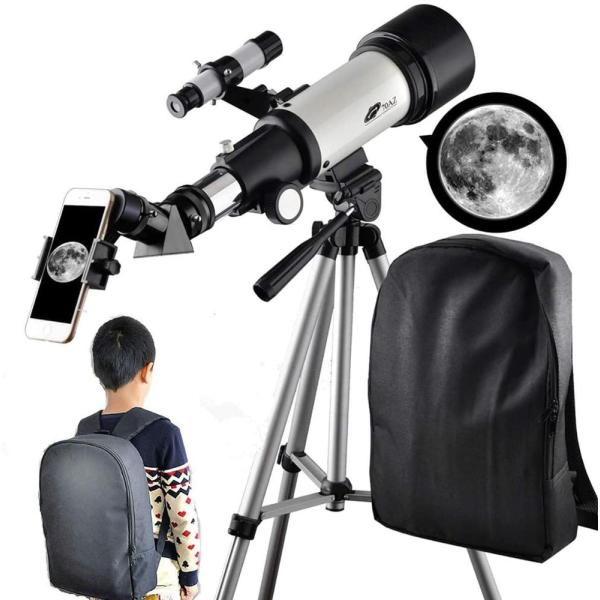 子供用望遠鏡 70mm 口径400mm AZマウント 天体屈折 ポータブル望遠鏡 子供と初心者用 バ...