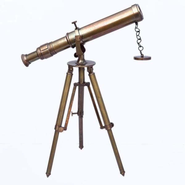 Vintage Table Decorative Brass Telescope with Trip...