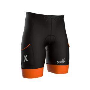 Sparx メンズ アクティブ トライアスロン ショート トライサイクリング ショート スイムバイク ランニング (ブラック/オレンジL)の商品画像