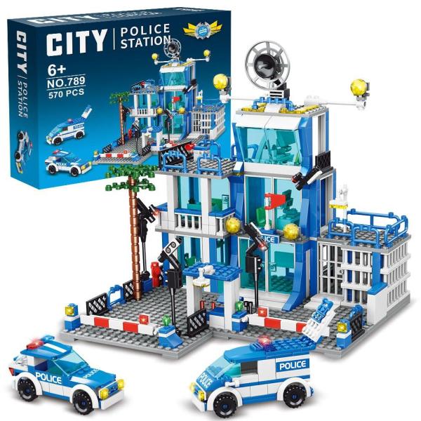 MindBox 市警察署ビルディングセット 570個 市警察セット おもちゃ組み立てブロックキット ...